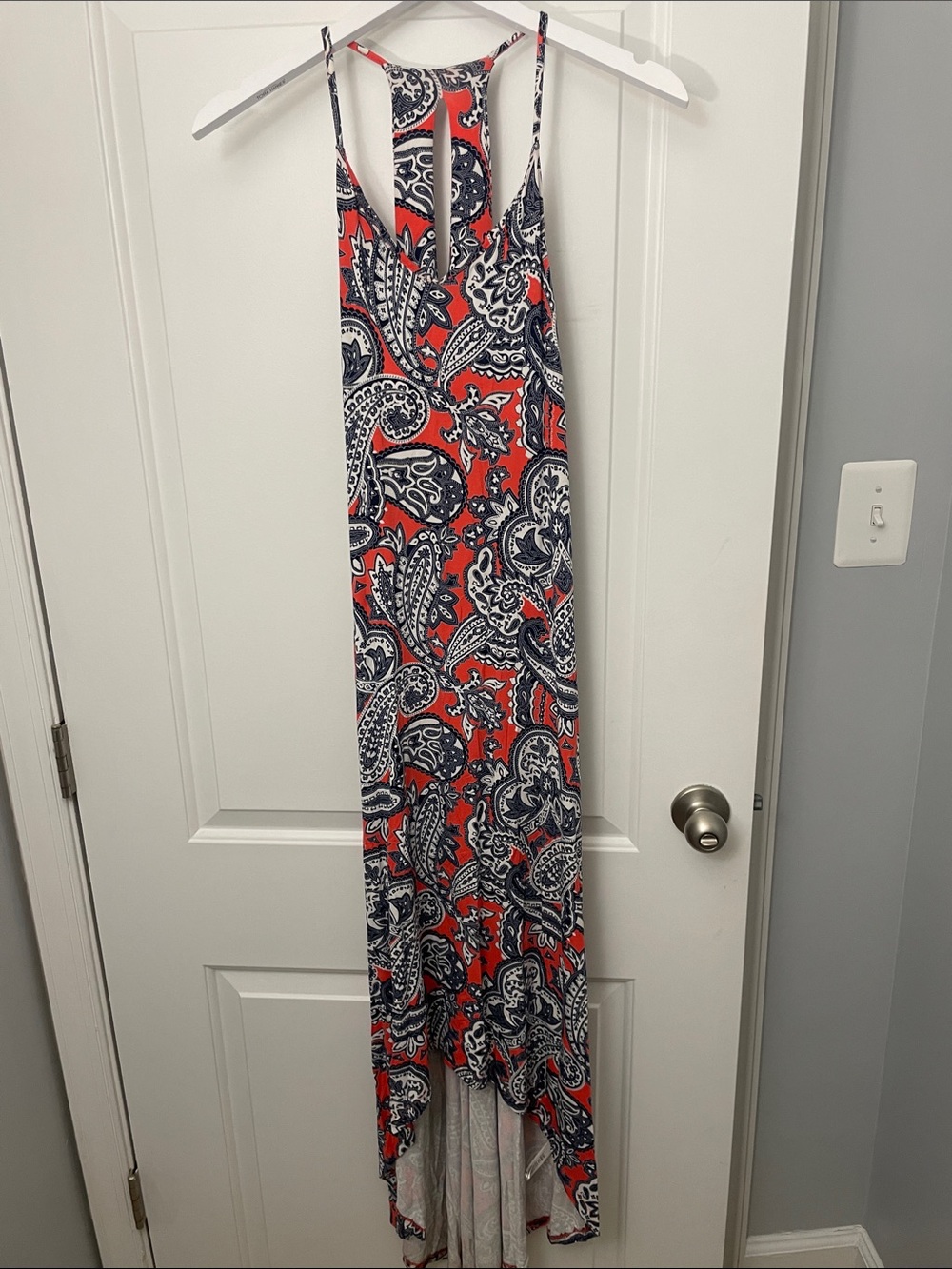 Patterned Pink & Navy Paisley Maxi Dress
